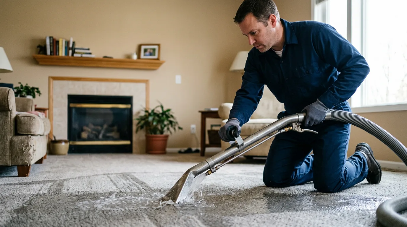 Water damage restoration technician working near Bynum, TX